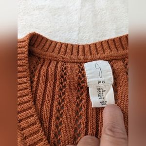 Joie Sweater Vest Relaxed Open Knit Fall Burnt Orange Small